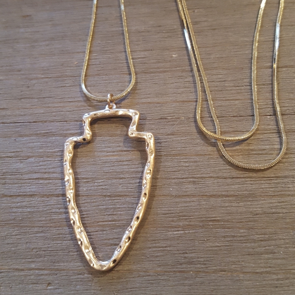 Matte Gold Arrowhead on snake chain necklace